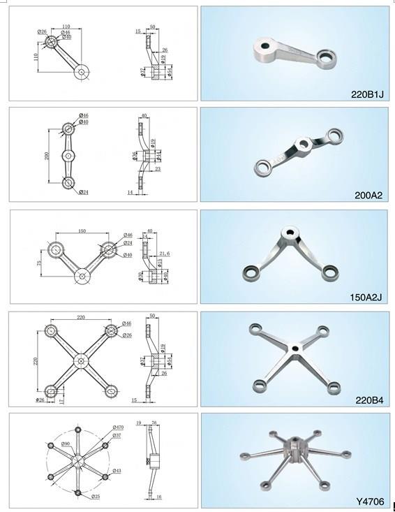 Spider Fittings for Glass Canopies drawing