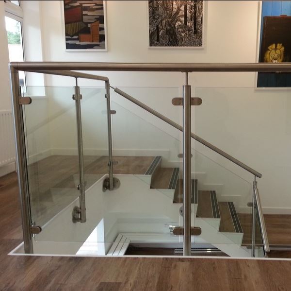 Steel stair railing with glass price